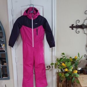 Wed'ze Pink & Black One Piece Winter Suit w Hood